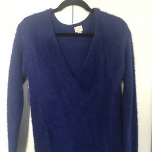 Super soft blue deep v sweater